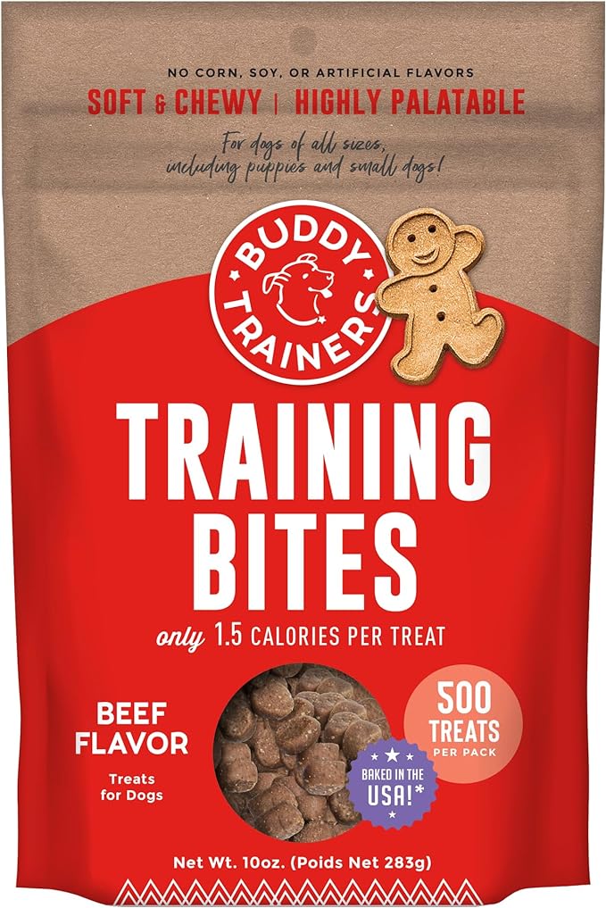 Buddy Biscuits Trainers Training Bites Soft & Chewy Dog Treats, Beef, 10 oz. Pouch