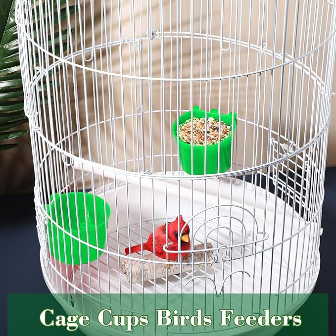 60 Pieces Cage Cups Birds Hanging Feeders Seed Bowl 8 oz Plastic Chicken Feeder Water Bowl Hanging Chicken Waterer Chicken Feeding Watering Dish Coop Cups for Gamefowl Parrot Parakeet Poultry (Green)