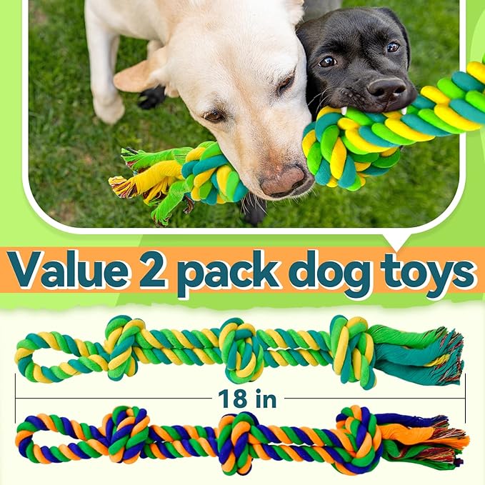 Dog Chew Toys for Aggressive Chewers, Indestructible Dog Toys for Large Dogs Aggressive Chewers, Tough Puppy Teething Chew Toys for Boredom, Dog Rope Toys for Medium to Large Breed, Tug of War Dog Toy