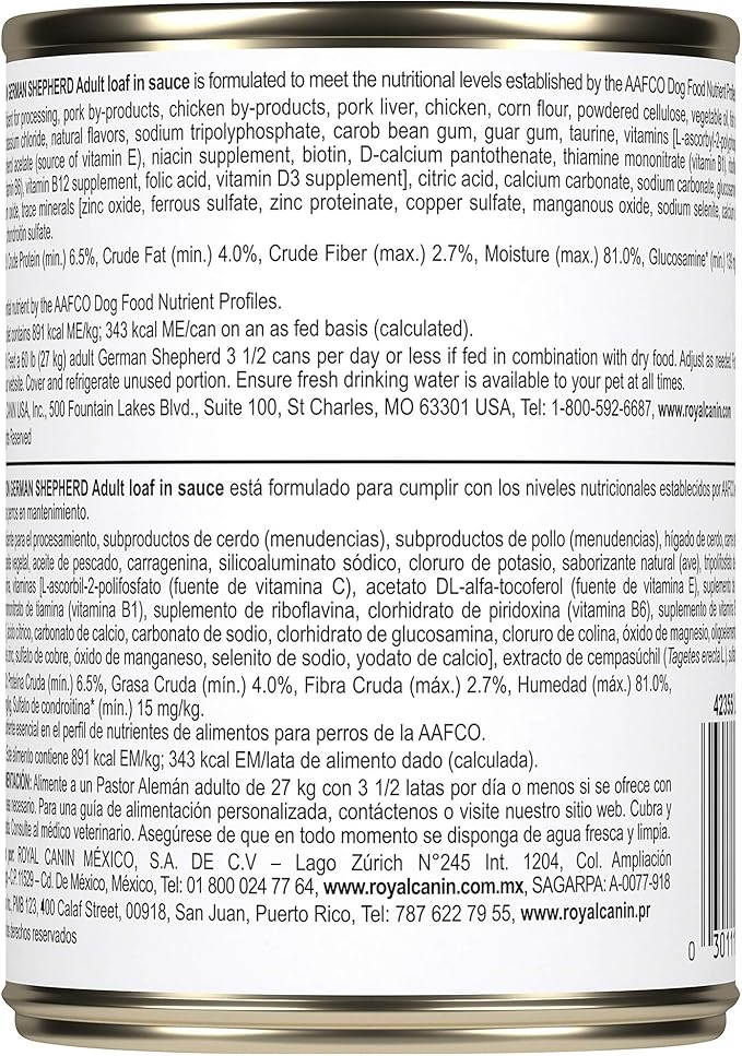 Royal Canin Breed Health Nutrition German Shepherd Adult Loaf in Sauce Canned Dog Food, 13.5 oz Can (Case of 12)
