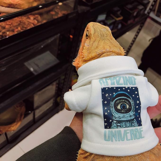 Lizard Clothes for Bearded Dragons Reptile Apparel Handmade Cotton Material Hoodies Sweater for Skin Protection Photo Party for Crested Gecko Chameleon