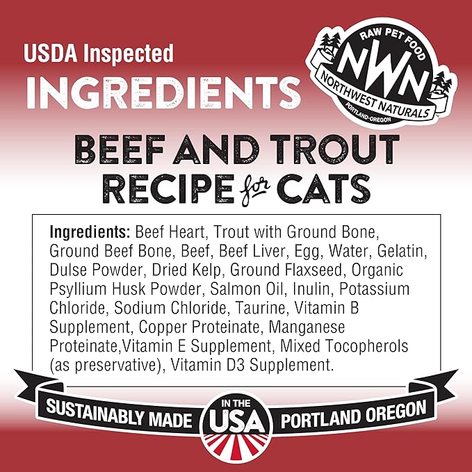 Northwest Naturals Freeze-Dried Beef & Trout Cat Food - Bite-Sized Nibbles - Healthy, Limited Ingredients, Human Grade Pet Food, All Natural - 11 Oz (Packaging May Vary)