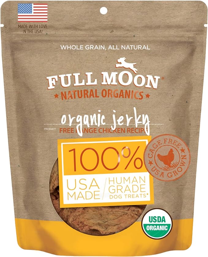 Full Moon USDA Organic Chicken Jerky Healthy All Natural Dog Treats Human Grade 16 oz
