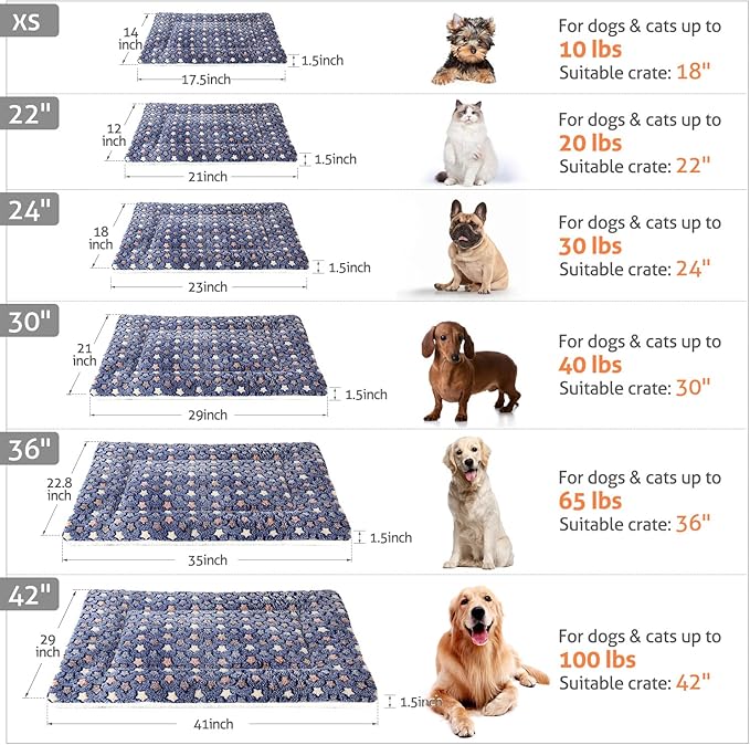 Mora Pets Dog Bed Crate Pad Ultra Soft Pet Bed with Cute Star Print Washable Crate Mat for Large Medium Small Dogs Reversible Fleece Dog Crate Kennel Mat Cat Bed Liner 23 x 18 inch Dark Blue