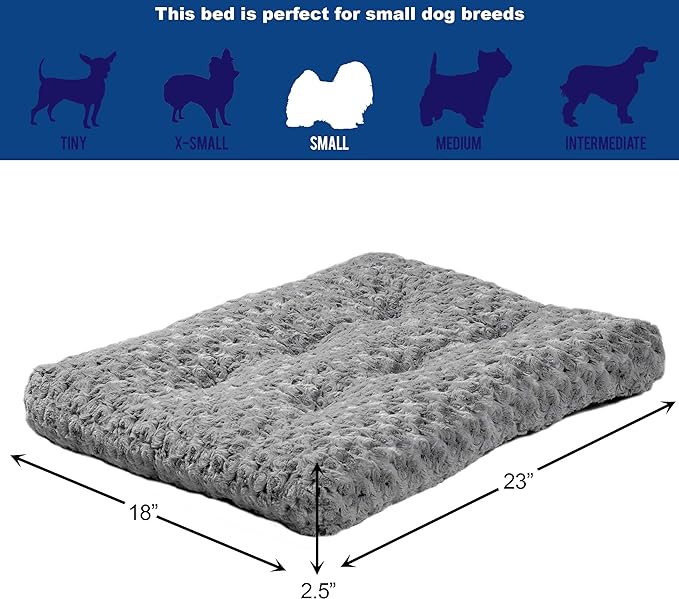 MidWest Homes for Pets Deluxe Dog Beds Super Plush Dog & Cat Beds Ideal for Dog Crates Machine Wash & Dryer Friendly, 1-Year Warranty, Gray, 24-Inch