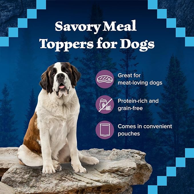 Blue Buffalo Wilderness Trail Toppers Wild Cuts Natural High-Protein Dog Wet Food, Duck Bites in Hearty Gravy, 3-oz Pouch, 12 Count