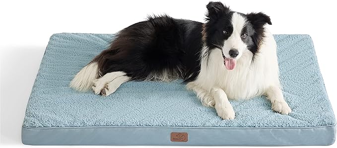 Bedsure Extra Large Dog Bed - XL Orthopedic Waterproof Dog Beds with Removable Washable Cover for Large Dogs, Egg Crate Foam Pet Bed Mat, Suitable for Dogs Up to 100 lbs, Light Blue