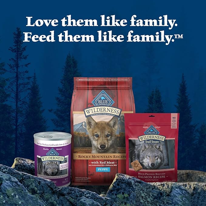 Blue Buffalo Wilderness Rocky Mountain Recipe High-Protein Dry Puppy Food with DHA, Made in the USA with Natural Ingredients Plus Wholesome Grains, Red Meat, 4.5-lb. Bag