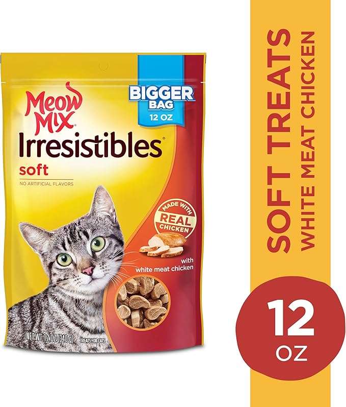 Meow Mix Irresistibles Soft Cat Treats, White Meat Chicken, 12 Ounce (Pack of 5)