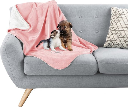 PETMAKER Waterproof Dog Blanket - 30x40-Inch Reversible Sherpa Dog Blanket for Couch, Bed, or Car - Protects from Spills, Stains, or Pet Fur (Pink)