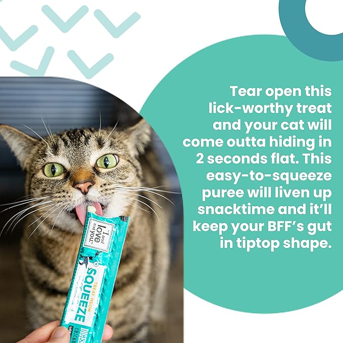 I AND LOVE AND YOU Treat Meow Lickable Cat Treat Variety Pack - Chicken, Tuna, and Seafood Puree - Squeeze Treat, 0.5oz, 4ct