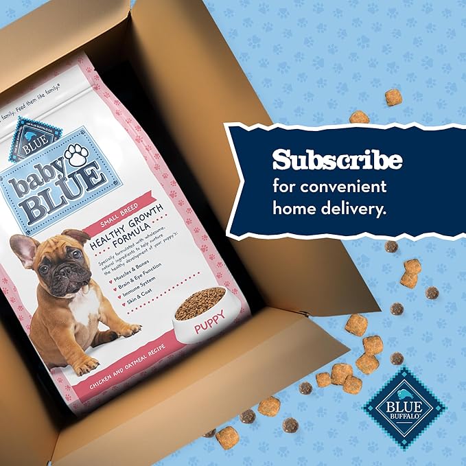 Blue Buffalo Baby BLUE Natural Small Breed Puppy Dry Dog Food, Healthy Growth Formula with DHA, Chicken and Oatmeal Recipe, 4-lb. Bag