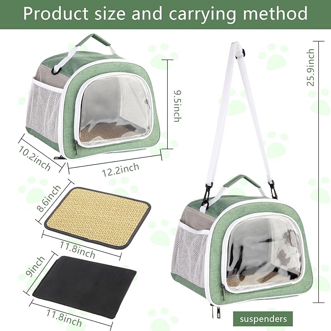 Guinea Pig Travel Carrier Bag,Portable Small Animal Carrier Pouch for Hamster Chinchilla Rabbit Bunny Gerbil Hedgehog Sugar Glider Hedgehog Outgoing Travel Carrying Bag (with two pads)