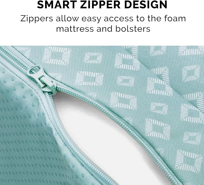 Furhaven Cozy Orthopedic Dog Bed for Large/Medium Dogs w/ Removable Bolsters & Washable Cover, For Dogs Up to 55 lbs - Plush & Diamond Print Nest Top Sofa - Aqua, Large