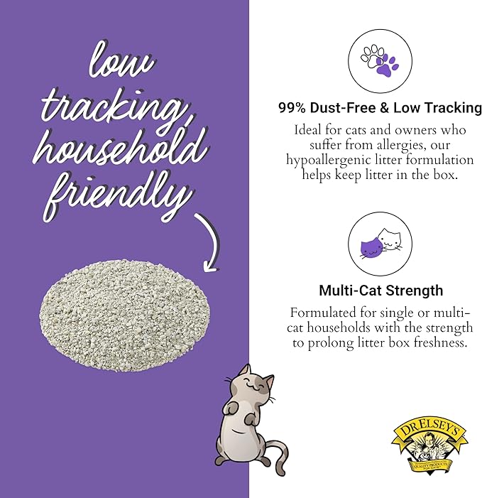 Dr. Elsey's Premium Clumping Cat Litter - Clean Tracks - Low Dust, Low Tracking, Hard Clumping, Superior Odor Control, Unscented & Natural Ingredients 40 LBS