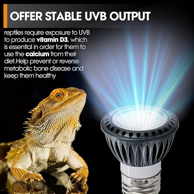 Premium High-Intensity UVB Reptile Light for Optimal Calcium Metabolism,5-Watt 10.0 Desert UVB Light Ideal for Desert-Dwelling Reptiles Bearded Dragons Tortoises (Desert 10.0 UVB)