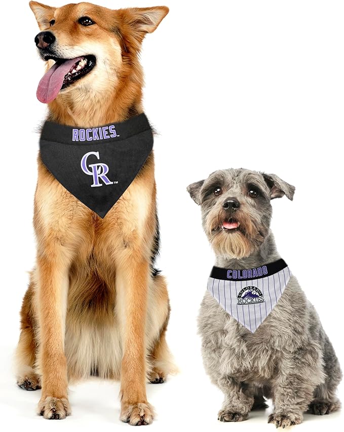 Pets First ROC-3217-L-XL MLB Colorado Rockies Reversible Pet Bandana, Large/X-Large, MLB Team Color