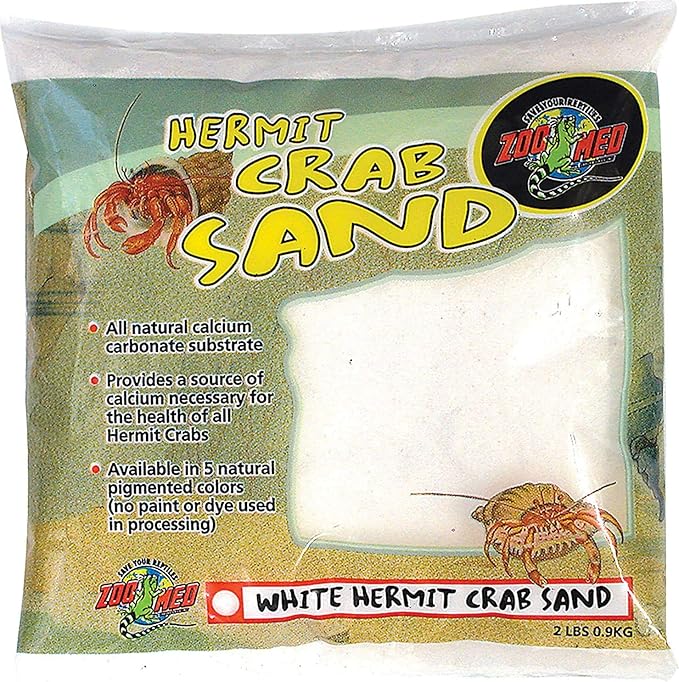 (2 Pack) Zoo Med Hermit Crab Calcium Sand Substrate, 2 Pounds - White