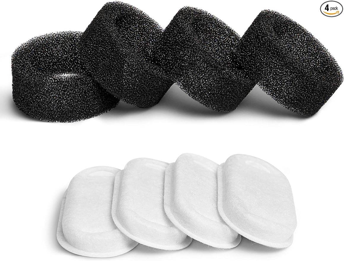 PETLIBRO 4 Pack Replacement Filters for Stainless Steel Cat Water Fountain PLWF003 / PLWF006, Adjustable Water Flow Pet Fountain, Super Quiet Dog Water Dispenser