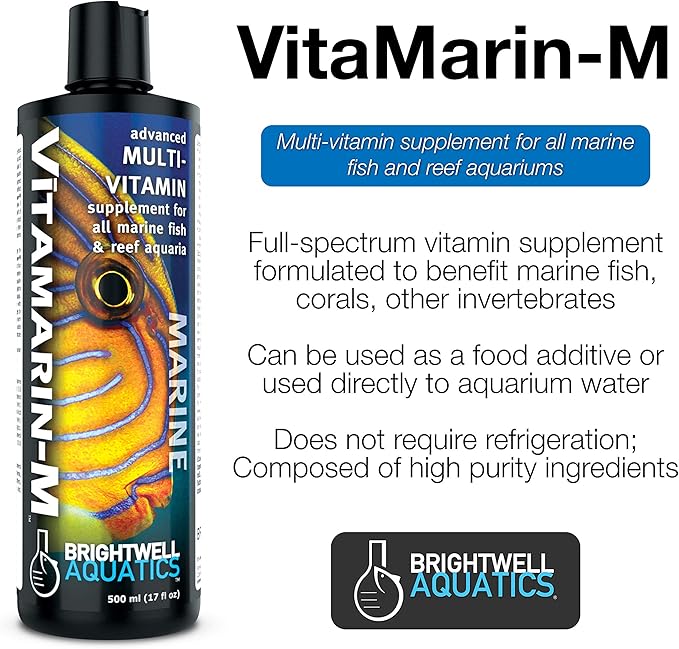 Brightwell Aquatics Vitamarin M - Liquid Multivitamin Supplement for Marine Fish Aquariums,500-ML