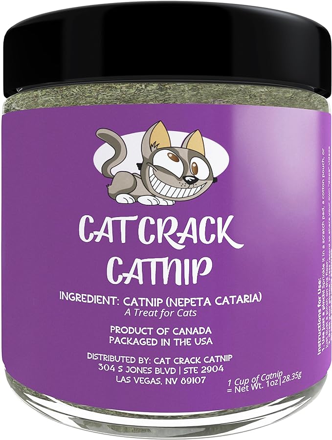 Cat Crack Catnip, Zoomie-Inducing Cat Nip Blend, North American Made & 100% Natural, Safe & Non-Addictive Catnip Treats Used to Supplement Catnip Toys, Catnip Spray, & Cat Accessories (1 Cup)