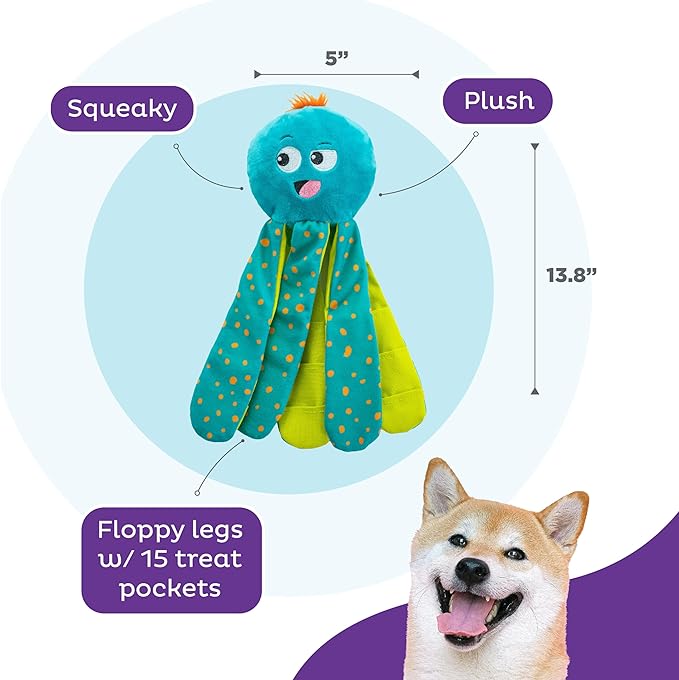 Outward Hound Nina Ottosson Silly Legz Interactive Plush Dog Puzzle, Dog Enrichment Toys, Plush, Floppy, Long, Octopus, Blue