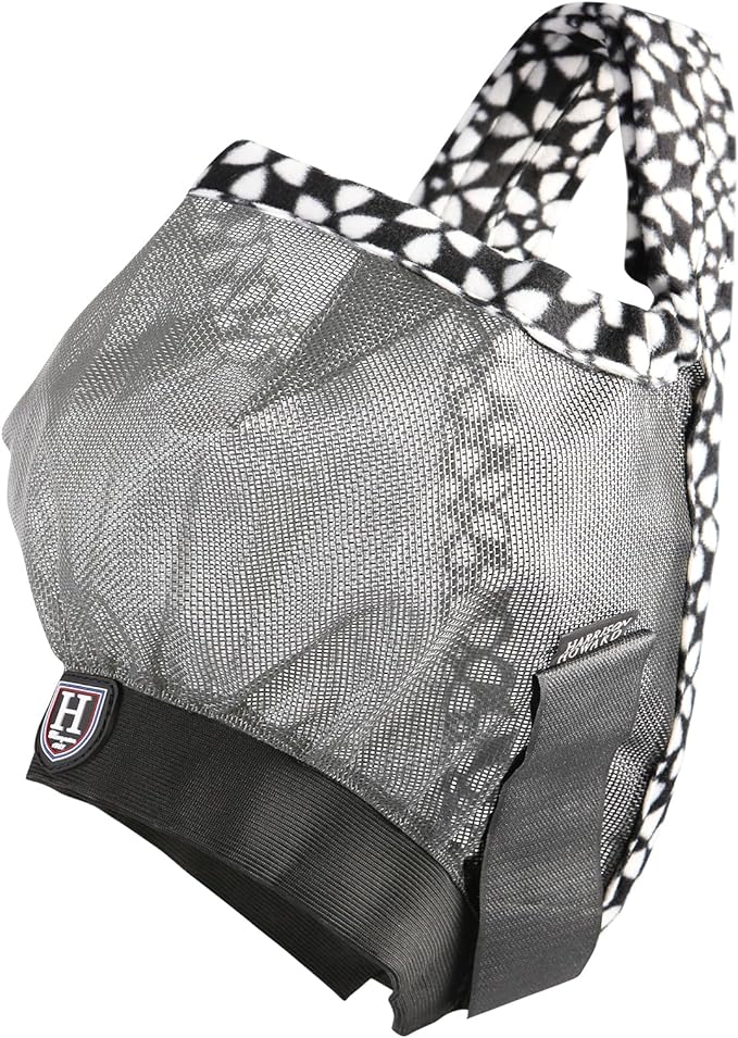 Harrison Howard Cattle Livestock Fly Mask Breathable Mesh Padded Edging with Fun Patterns Large Spacing Forelock Opening Design Adjustable Fit for Cattle Light Grey