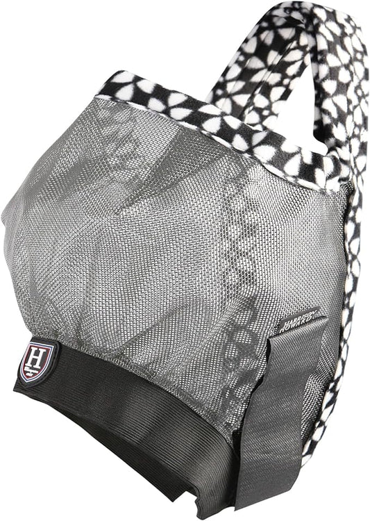 Harrison Howard Cattle Livestock Fly Mask Breathable Mesh Padded Edging with Fun Patterns Large Spacing Forelock Opening Design Adjustable Fit for Cattle Light Grey