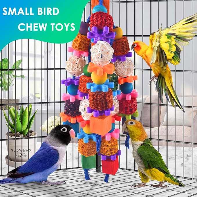 KATUMO Bird Toys, Parrot Toys Parakeet Chew Toys for Small to Medium Macaws, Cockatoos, African Greys, Amazon Parrots, Parakeets, Cockatiels, Conures, Lovebirds, Budgies