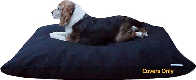 Do It Yourself DIY Pet Bed Pillow Duvet Canvas Cover + Waterproof Internal case for Dog/Cat at Medium 36"X29" Black Color - Covers only