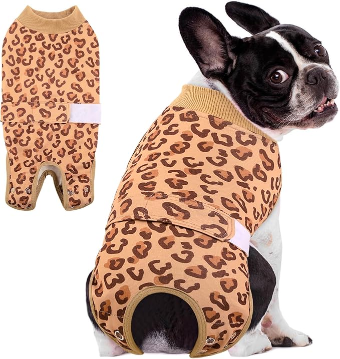 AOFITEE Dog Recovery Suit, Dog Surgical Recovery Suit for Female Dogs Male Dogs, Cozy Dog Onesie for Surgery, Cone E-Collar Alternative, Anti Licking Dog Surgical Shirt with Pee Hole, Brown S