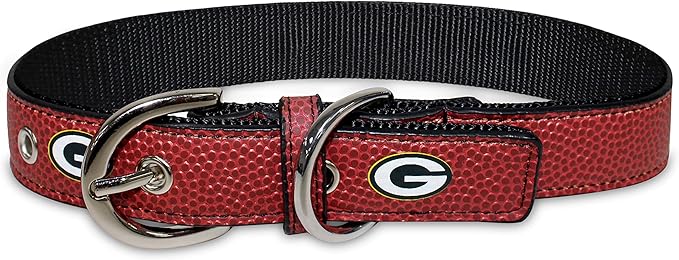 Pets First Tough Leather Pet Collar NFL Green Bay Packers Premium Dog Collar, Limited Edition, Size Medium. Best & Strongest Heavy-Duty Dog Collar!, Medium (16-20"" Long & 1"" Wide) (GBP-3081-MD)