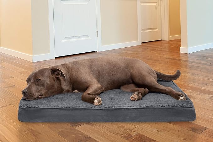 Furhaven Cooling Gel Dog Bed for Large/Medium Dogs w/ Removable Washable Cover, For Dogs Up to 55 lbs - Terry & Suede Mattress - Gray, Large