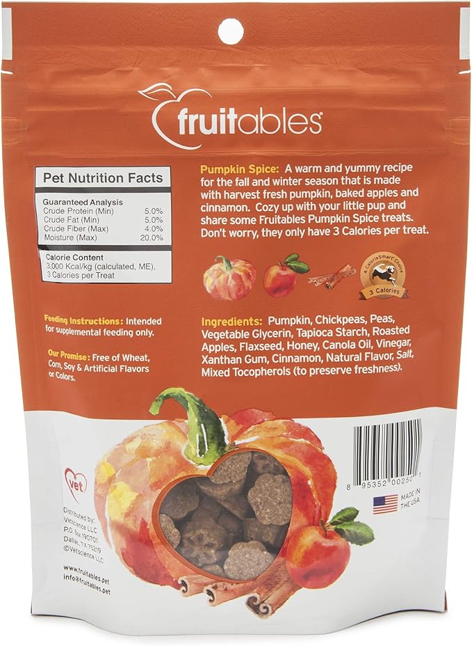 Fruitables Skinny Mini Dog Treats | Healthy Treats for Dogs | Low Calorie Training Treats | Free of Wheat, Corn and Soy | Pumpkin Spice | 5 Ounces