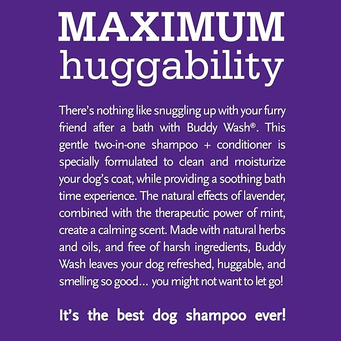 Buddy Wash 2-in-1 Dog Shampoo and Conditioner for Dog Grooming, Lavender & Mint, 16 oz. Bottle