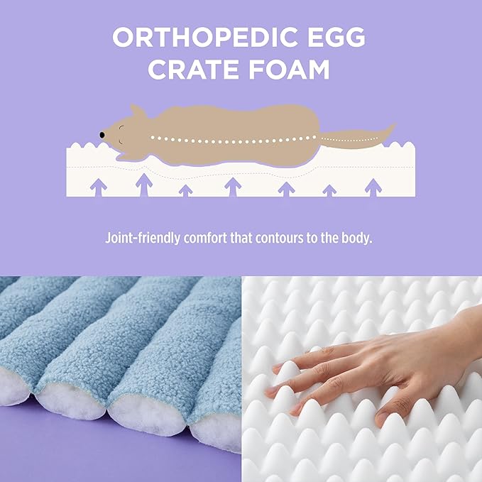 Lesure Orthopedic Dog Bed Sofa for Extra Large Dogs, Waterproof Dog Couch with Removable Washable Cover, Cute Aesthetic Pet Sofa Couch with Egg Crate Foam(41" x 29" x 11", Blue)