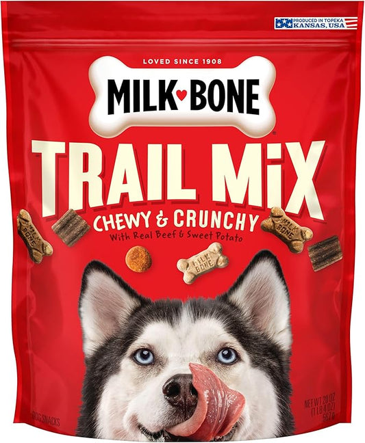 Milk-Bone Trail Mix Chewy & Crunchy Dog Treats, Real Beef & Sweet Potato, 20 Ounce