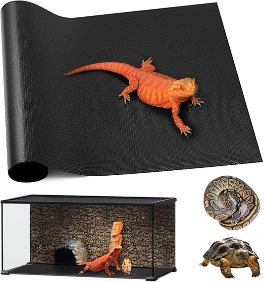 Bearded Dragon Tank Accessories, Reptile Carpet Bedding, Non-Adhesive Reptile Mat Warming Reptile Terrarium Carpet Substrate liner for Leopard Gecko, Snake, Lizard, Tortoise, Iguana Black(18"x36")