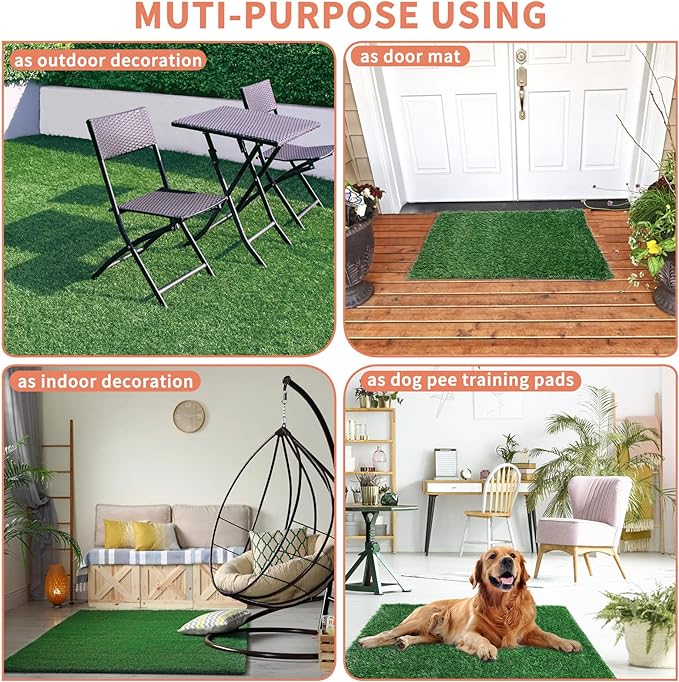 Artificial Grass for Dogs 2 Pack Fake Grass Mat for Professional Puppy Potty Training，Excellent Drainage Replacement Dog Grass Pad for Indoor & Outdoor (Replacement Grass, 20"x30")