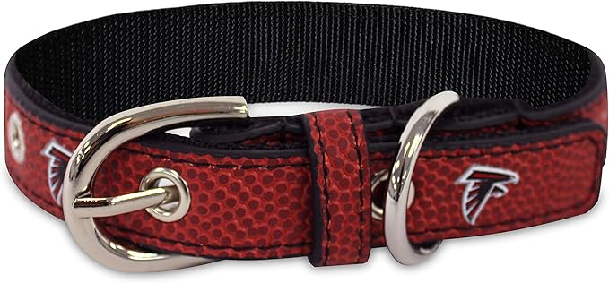 Pets First Tough Leather Pet Collar NFL Atlanta Falcons Premium Dog Collar, Limited Edition, Size Small. Best & Strongest Heavy-Duty Dog Collar!, 12-15" Long & 0.75" Wide, ATL-3081-SM