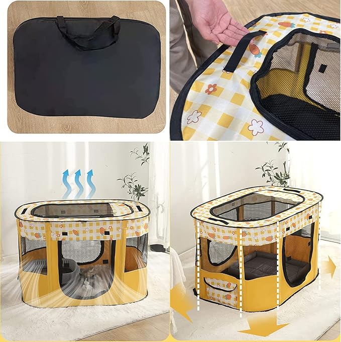 Foldable Pet Playpen, cat playpen, Puppy Play Pen for Indoors(Large, Blue)