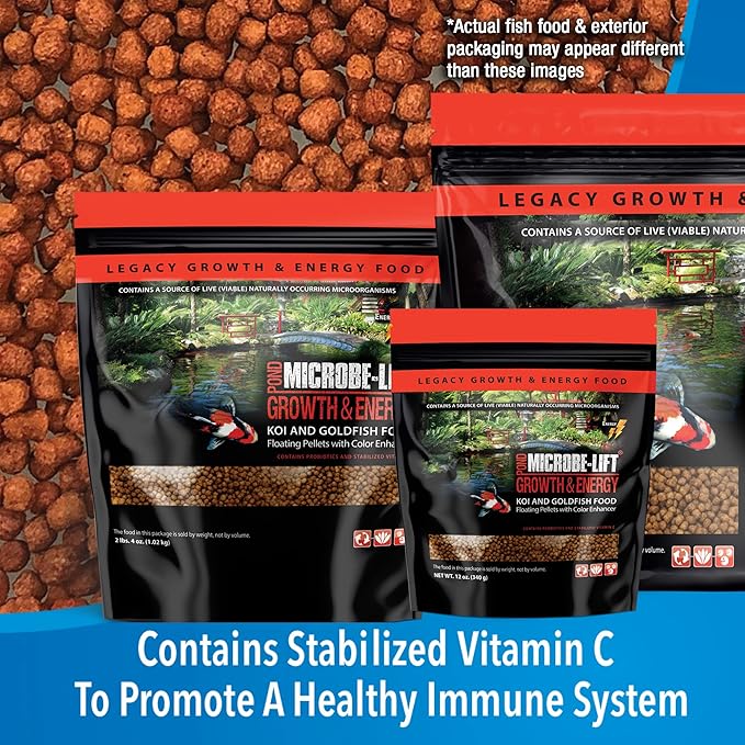 MICROBE-LIFT High Growth and Energy Floating Fish Food Pellets for Ponds, Water Gardens, and Fountains, Safe for Live Goldfish and Koi, 40 lbs