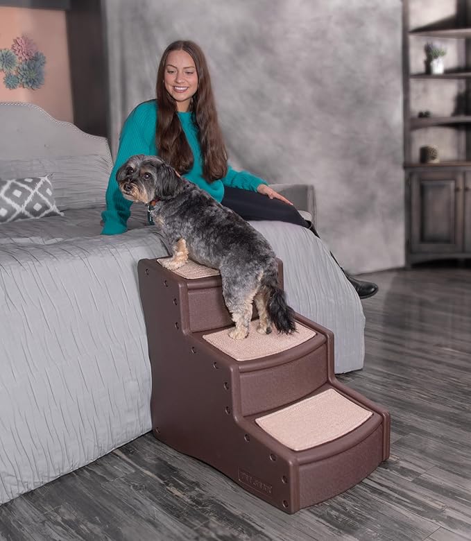 Pet Gear Easy Step III Pet Stairs, 3 Step for Cats/Dogs, Removable Washable Carpet Treads, for Pets Up to 150lbs, No Tools Required, Available in 6 Colors