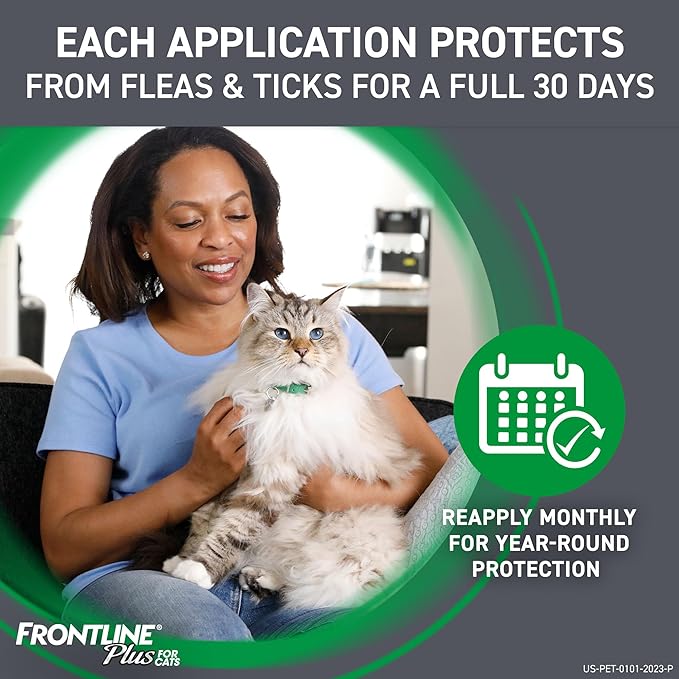 Frontline Plus Flea and Tick Treatment for Cats Over 1.5 lbs., 8 Treatments