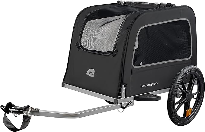 Retrospec Rover Waggin' Pet Bike Trailer - Small & Medium Sized Dogs Bicycle Carrier - Foldable Frame with 16 Inch Wheels - Non-Slip Floor & Internal Leash