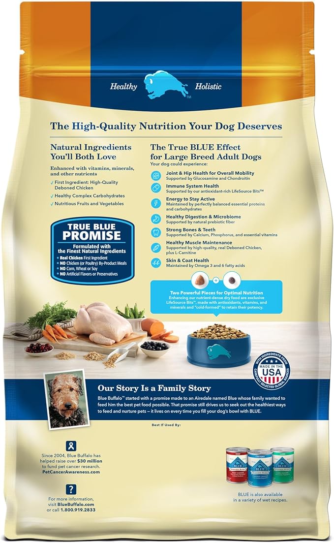 Blue Buffalo Life Protection Formula Large Breed Senior Dry Dog Food, Promotes Joint Health and Immunity, Made with Natural Ingredients, Chicken & Brown Rice Recipe, 34-lb. Bag