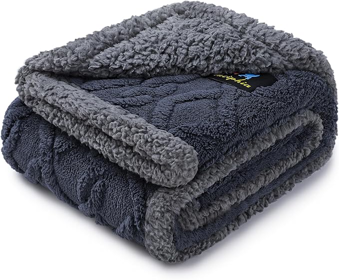 Waterproof Pet Blanket, Liquid Pee Proof Dog Blanket for Sofa Bed Couch, Reversible Sherpa Fleece Furniture Protector Cover for Small Medium Large Dogs Cats,Dark Grey Medium（57" x 40"）