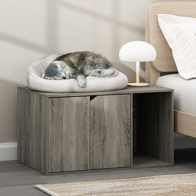 Furinno Peli Litter Box Enclosure, French Oak Grey