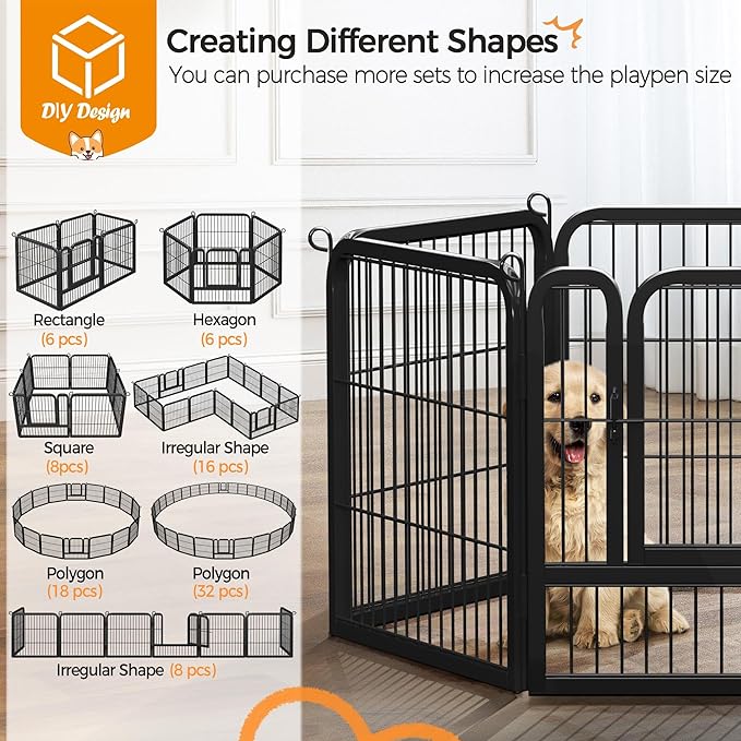 Yaheetech Outdoor Dog Playpen - 16 Panel Fence for Large, Medium and Small Dogs - Heavy Duty Exercise Pen for Puppies and Small Animals - Portable for RV Camping and Yard