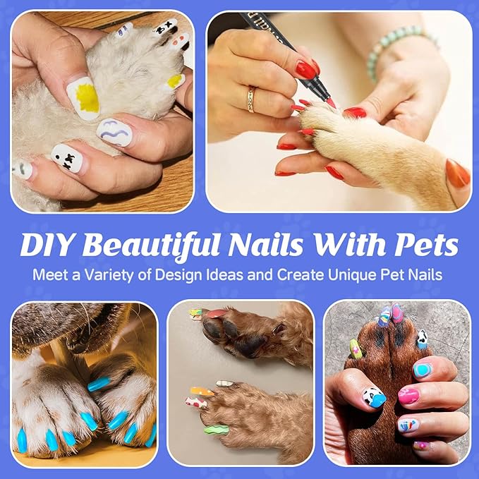 Dog Nail Polish Pens Quick Dry,15 Colors Safe Dog Nail Polish Set to DIY Pretty Nails, Ideal Gifts for Dogs Cats Light Dark Nails, Odorless, Non-Toxic, Water-Based Pet Nail Accessories Set